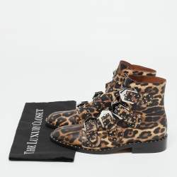 Pre Owned Givenchy Size 36 Black Leather Studded Buckle Detail Ankle Boots