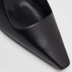 Pre Owned Givenchy G Cube Size 37.5 Black Leather Pointed Toe Slingback Pumps