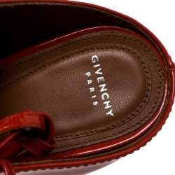 Pre Owned صندل جيفنشي مول مفتوح من الخلف أربطة جلد لامع أحمر وردي مقاس 36