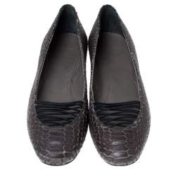 Givenchy Grey Python Embossed Leather Ballet Flats Size 38.5