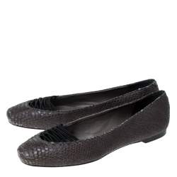 Givenchy Grey Python Embossed Leather Ballet Flats Size 39.5