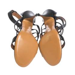 Pre Owned صندل جيفنشي كالي جلد أسود بسيور مقاس 41