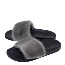 Pre Owned صندل سلايد جيفنشي فرو منك رصاصي مقاس 40