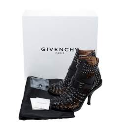 Givenchy Black Leather Studded Gladiator Sandals Size 37