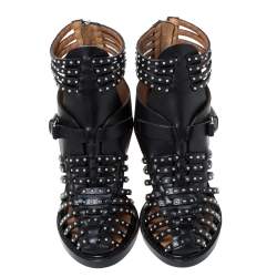 Givenchy Black Leather Studded Gladiator Sandals Size 37