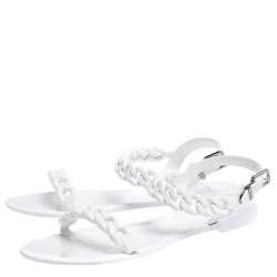 Pre Owned Givenchy White Jelly Chain-Link Flat Sandals Size 41