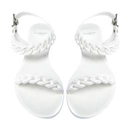 Pre Owned Givenchy White Jelly Chain-Link Flat Sandals Size 41