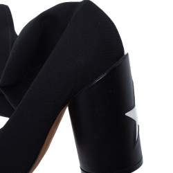 Pre Owned Givenchy Black Stretch Fabric Edgy Over The Knee Open Toe Boots Size 38.5