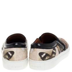 Givenchy Multi Color Python Trim and Leather Butterfly Print Round Toe Slip On Sneakers Size 37.5