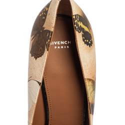 Pre Owned Givenchy Beige Satin Butterfly Printed Pointed Toe Pumps Size 40.5