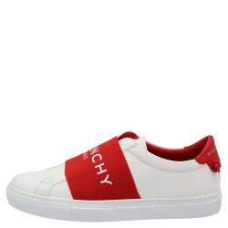Pre Owned Givenchy White/Red Urban Street Logo Sneakers Size EU 38