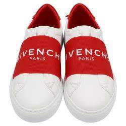 Pre Owned Givenchy White/Red Urban Street Logo Sneakers Size EU 38