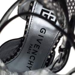 Pre Owned حذاء بوت كاحل جينفشي جلد نقش ثعبان وسويدي أسود مقاس 38.5