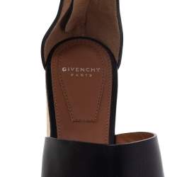 Givenchy Black Leather Cork Wedge Chain Ankle Cuff Sandals Size 36