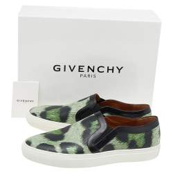 Givenchy Two Tone Jaguar Print Leather Skate Slip-On Sneakers Size 40