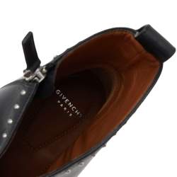 Givenchy Black Studded Leather Cork Wedge Open Toe Ankle Booties Size 37
