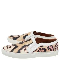 Givenchy Beige Leopard Print Leather Skate Basse New Sneakers Size 41