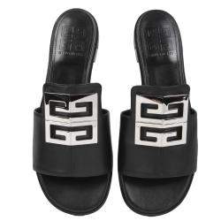 مملوكة مسبقًا Givenchy Black Leather 4G Sandals Size IT 40