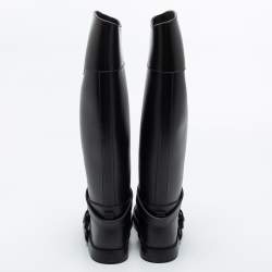 Pre Owned Givenchy Brown Rubber Riding Knee Length Lace Up Boots Size 39
