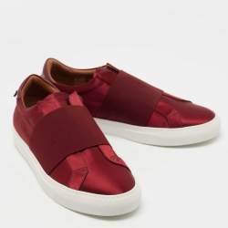 Givenchy Burgundy Satin and Elastic Band Slip On Sneakers Size 40