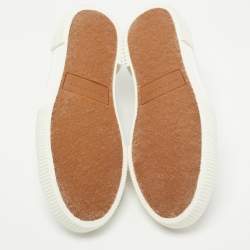 Givenchy Brown/White Leather and Canvas Chain Tennis Light Sneakers Size 38               