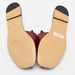 Givenchy Burgundy Croc Embossed Leather 4G Slide Flats Size 38.5
