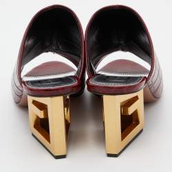 Givenchy Burgundy Croc Embossed Leather Triangle Mules Size 38
