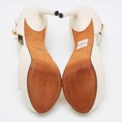 Givenchy Cream Leather Shark Lock Ankle Strap Platform Sandals Size 38