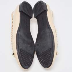 Givenchy Beige Patent Whipstitch Detail Star Studded Ballet Flats Size 39.5