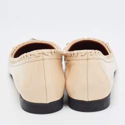 Givenchy Beige Patent Whipstitch Detail Star Studded Ballet Flats Size 39.5