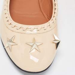 Givenchy Beige Patent Whipstitch Detail Star Studded Ballet Flats Size 39.5