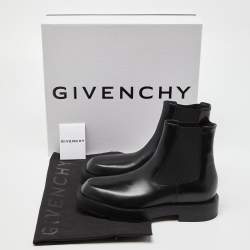Pre Owned Givenchy Black Leather Ankle Length Boots Size 37.5