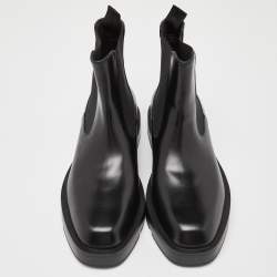 Pre Owned Givenchy Black Leather Ankle Length Boots Size 37.5
