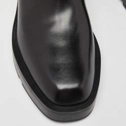 Pre Owned Givenchy Black Leather Ankle Length Boots Size 37.5