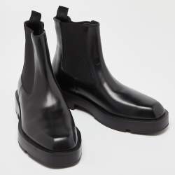 Pre Owned Givenchy Black Leather Ankle Length Boots Size 37.5