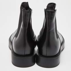 Pre Owned Givenchy Black Leather Ankle Length Boots Size 37.5