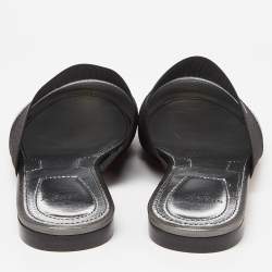 Pre Owned Givenchy Metallic Grey Leather Bedford Flat Mules Size 36