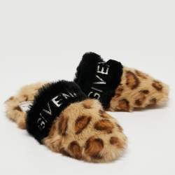 Givenchy Brown/Black Calf Hair Flat Slides Size 38   