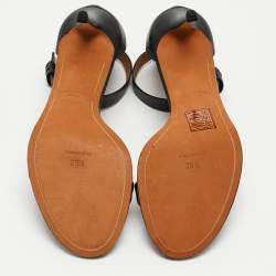 Pre Owned Givenchy Black Leather Ankle Sandals Size 36.5