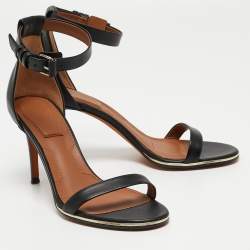 Pre Owned Givenchy Black Leather Ankle Sandals Size 36.5