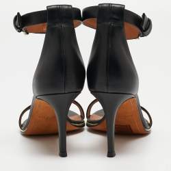 Pre Owned Givenchy Black Leather Ankle Sandals Size 36.5