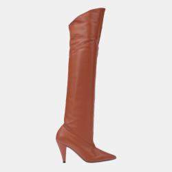 Pre Owned Givenchy Leather Over The Knee Boots Size 41