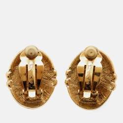 Givenchy Gold Tone GG Faux Pearl Clip-On Earrings