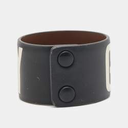 Givenchy Black Leather Logo Print Bracelet S