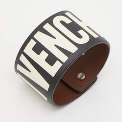 Givenchy Black Leather Logo Print Bracelet S