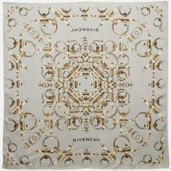 Givenchy Light Blue Printed Silk Square Scarf 