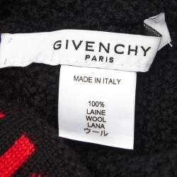 Givenchy Black Logo Intarsia Wool Knit Beanie 