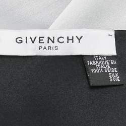 Givenchy Black Monogram Print Satin Silk Fringed Scarf 