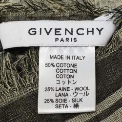 Pre Owned Givenchy Monochrome Lettering Cotton Blend Scarf