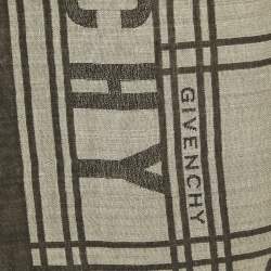 Pre Owned Givenchy Monochrome Lettering Cotton Blend Scarf